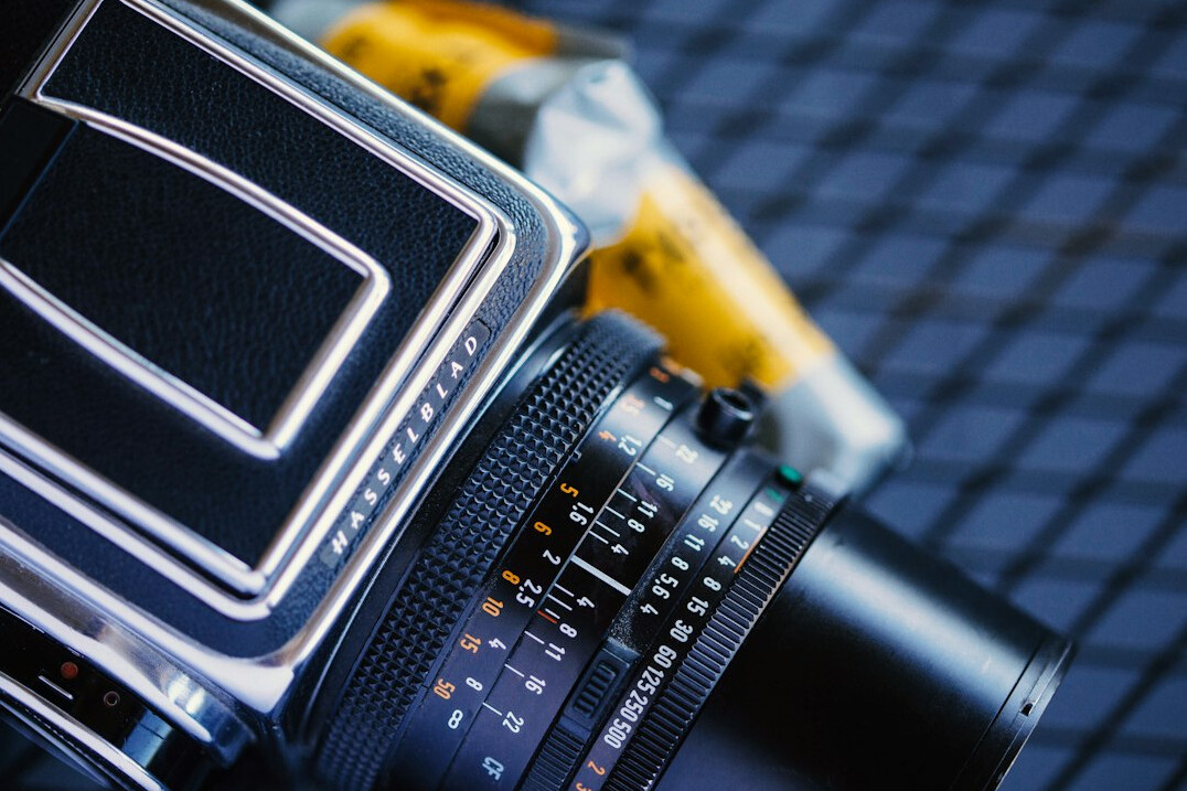 Close-up of a professional television broadcast camera